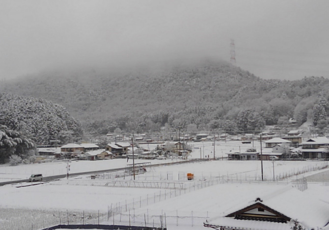 雪吹雪いている風景